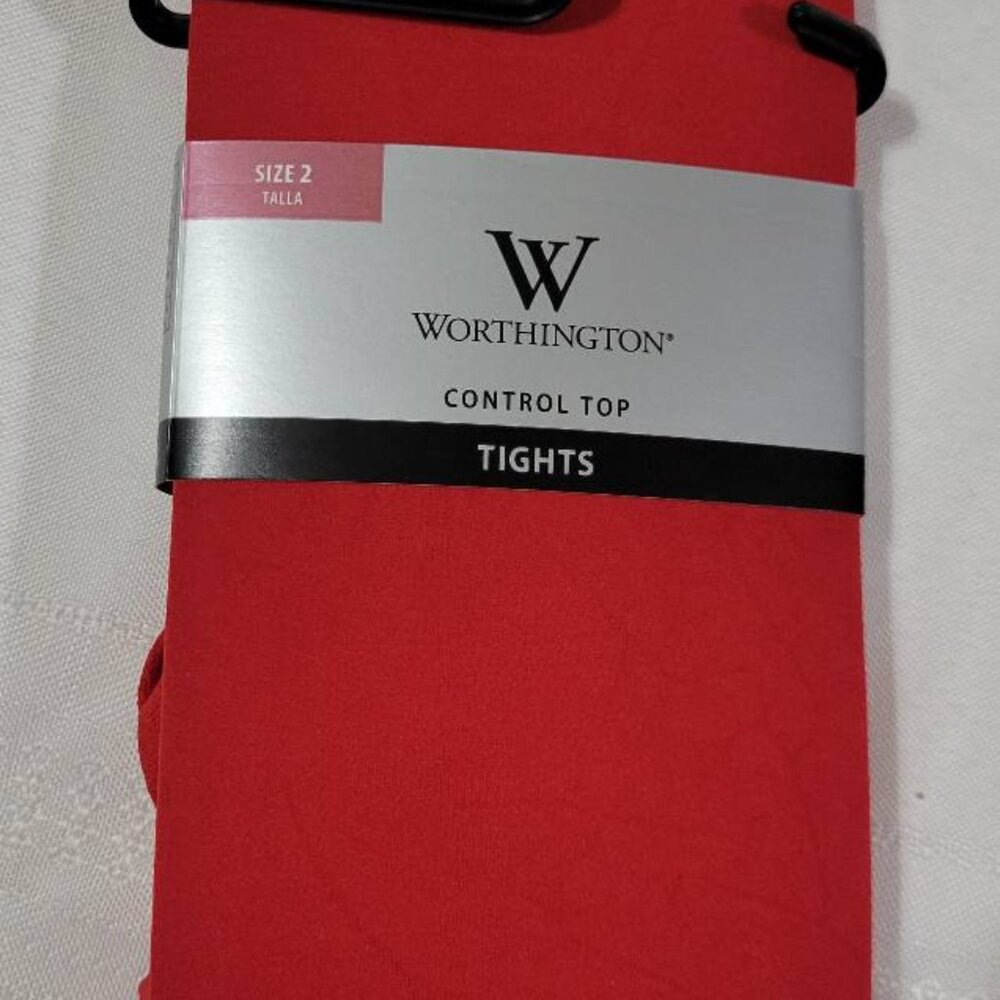Worthington size 2 Control Top Fire Engine Red Nylon/Elastane Tights NWT